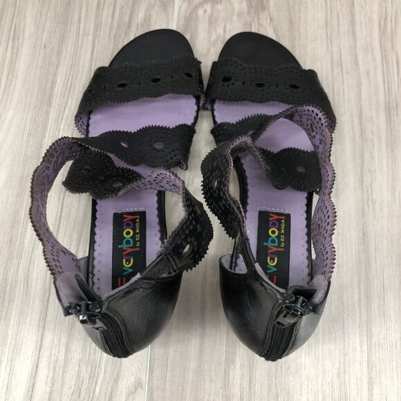 Everybody by BZ Moda Sandals Womens EU 37 Black Leather Back Zip Shoes - Picture 9 of 12